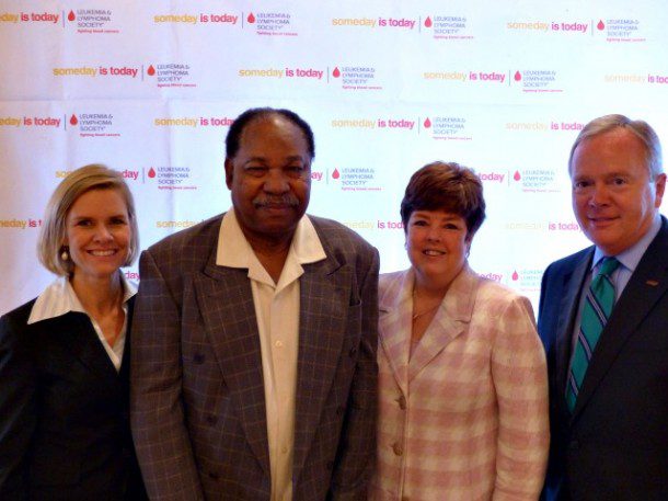 Beth Gorman, LLS National Capital Executive Director;  Bobby Mitchell, NFL Hall of Famer and 2014 James L. Eichberg Award Winner; Candy Duncan, Leukemia Ball Sr. co-Chair and Managing Partner, KPMG’s Washington Metro Region, and Dan Waetjen, Leukemia Ball co-Chair, and Group President, BB&T