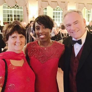 From left, Anne Holton, Afrika Kathuria and Sen. Tim Kaine