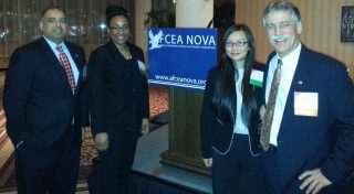 Array Information Technology (ARRAY) sponsored the Armed Forces Communication & Electronics Association’s (AFCEAN) Winter 2015 Mentor Protégé Night on February 26, 2015, held at the Sheraton Tysons Hotel, Vienna, VA.  Pictured from the left are Sumeet Shrivastava, President, Array Information Technology; Olisa Stephensbailey, Sr. Consultant, Red Arch Solutions; Chi-Lai Poon, Business and Marketing Analyst, Array Information Technology; Blair Vorgang, Client Executive, Array Information Technology. Photo courtesy ARRAY.