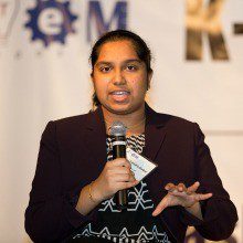 ProjectCSGIRLS founder and TJHSST graduate Pooja Chandrashekar spoke on the 2015 STEM Symposium panel