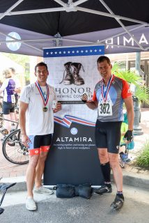 Altamira Technologies' Jonathan Moneymaker (left) and Ted Davies (right) at the Air Force Association's Cycling Classic