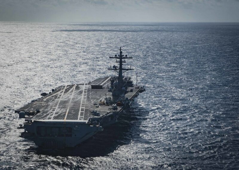 181106-N-QD512-0053 ATLANTIC OCEAN (Nov. 6, 2018) The aircraft carrier USS George H.W. Bush (CVN 77) transits the Atlantic Ocean, Nov. 6, 2018. George H.W. Bush is underway in the Atlantic Ocean conducting routine training exercises to maintain carrier readiness. (U.S. Navy photo by Mass Communication Specialist Seaman Kaleb Sarten/Released)