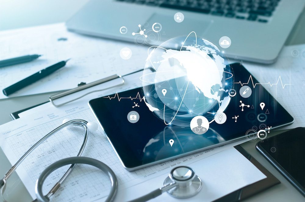 Medical global networking and healthcare global network connection on tablet. Image: